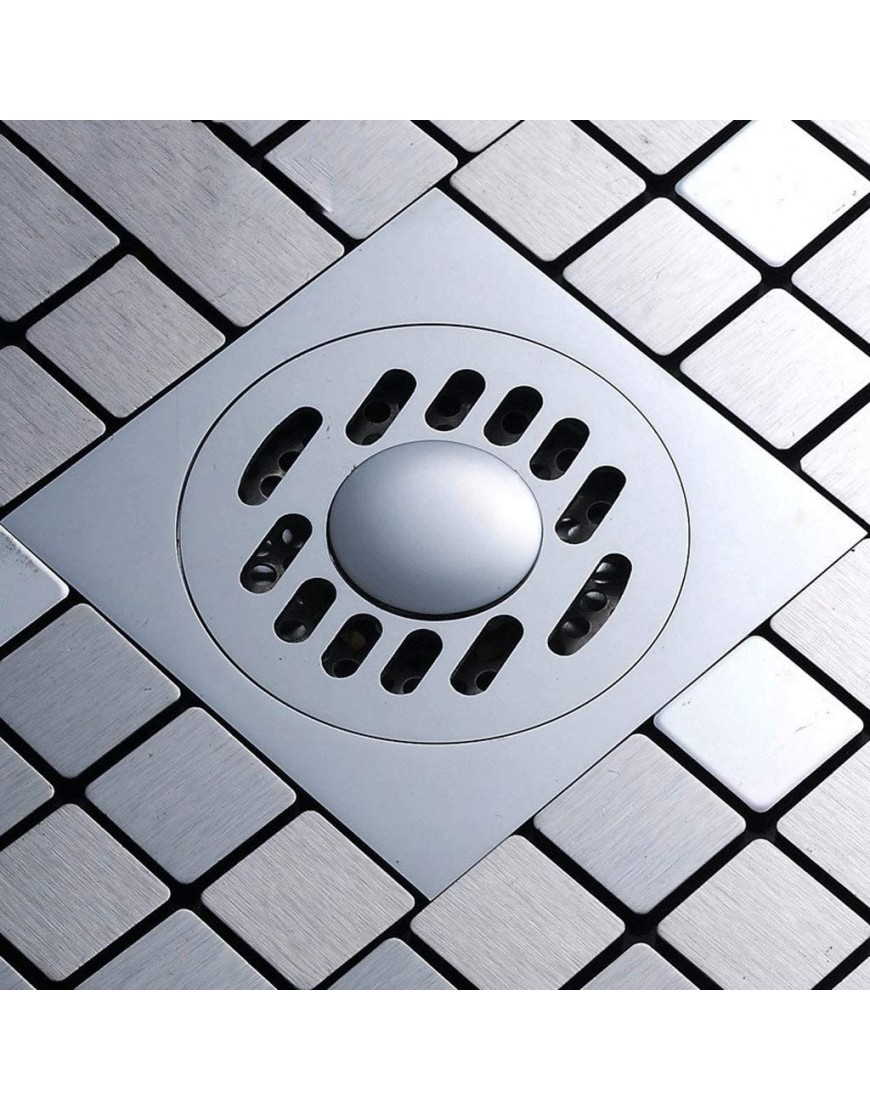 VOFP Bodenablauf Quadratisches Dusche-Abfluss Badezimmer Gitter Bodenablauf aus Messing verchromt Abfall Kanaldeckel 10 * 10CM Color : JR4893 B - BMQCNBDW