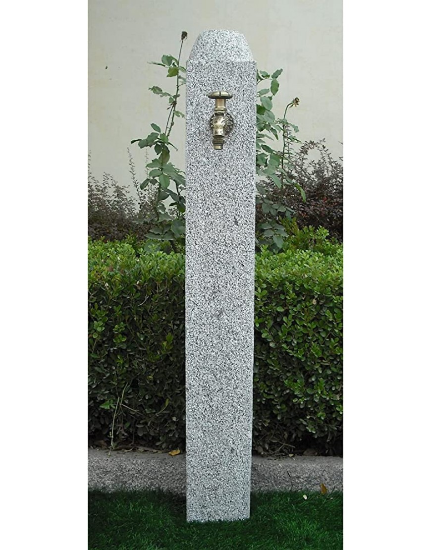Dehner Wasserzapfsäule 15 x 15 x 112 cm Granit hellgrau Gold - BOLNKNN8