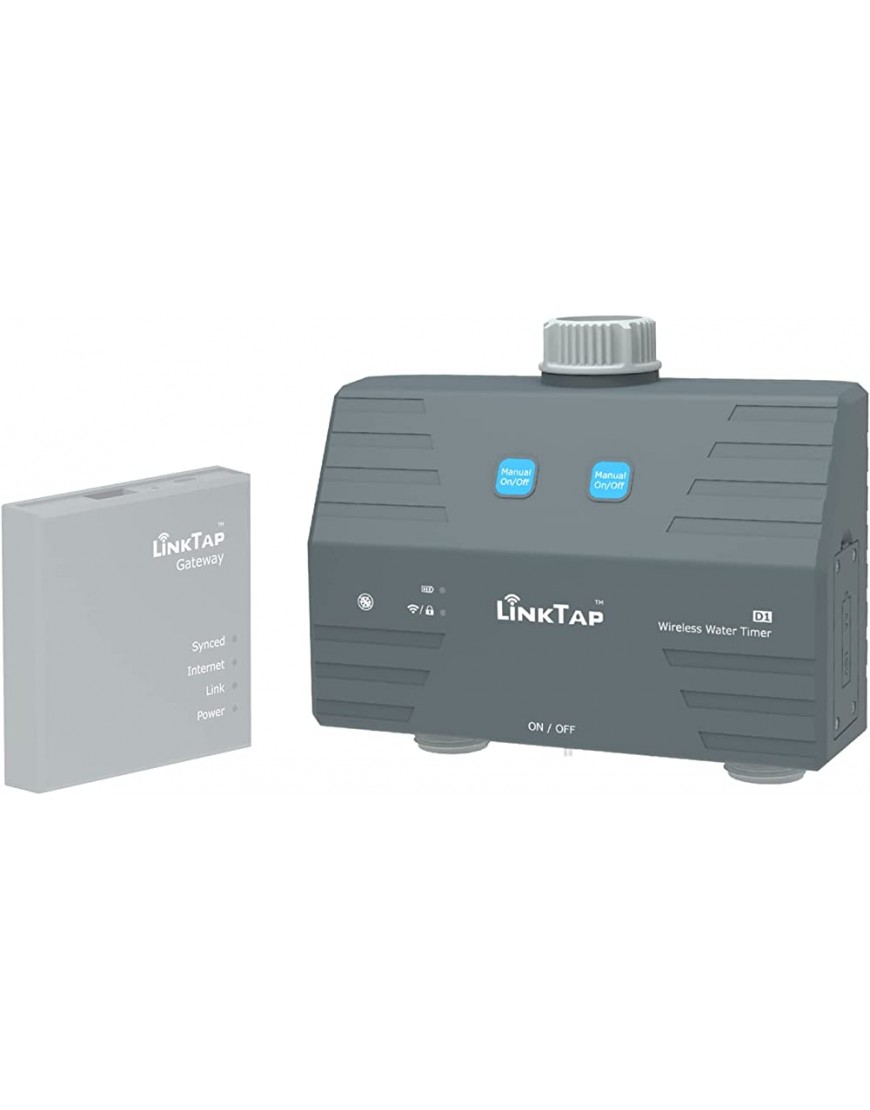 LinkTap D1 Drahtlose Bewässerungscomputer Erfordert Gateway Smart Wasserzeitschaltuhr mit 2 Ausgängen Integrierte Wassermengenzähler Bessere Reichweite als WLAN Wettersensibel IP66 Alexa - BVRROVJK