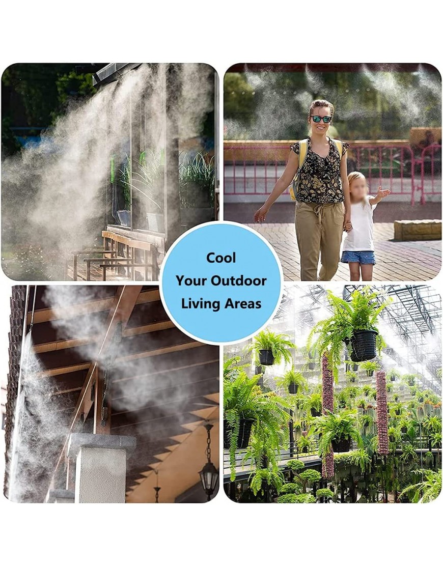 QFFL Fan Mist Kit Außenkühlsystem Hausbewässerungs-Sprinkler mit Messingnebeldüsen für Patio Rasen Garten Gewächshaus Color : Black Size : 18m - BYTSENKQ