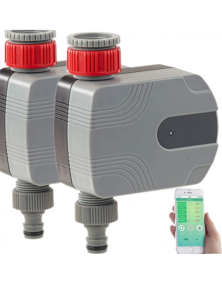 Royal Gardineer Wasserhahn Bluetooth: 2er-Set Bewässerungscomputer mit Bluetooth und App-Steuerung Bewässerungscomputer per App - BSVYRNJB