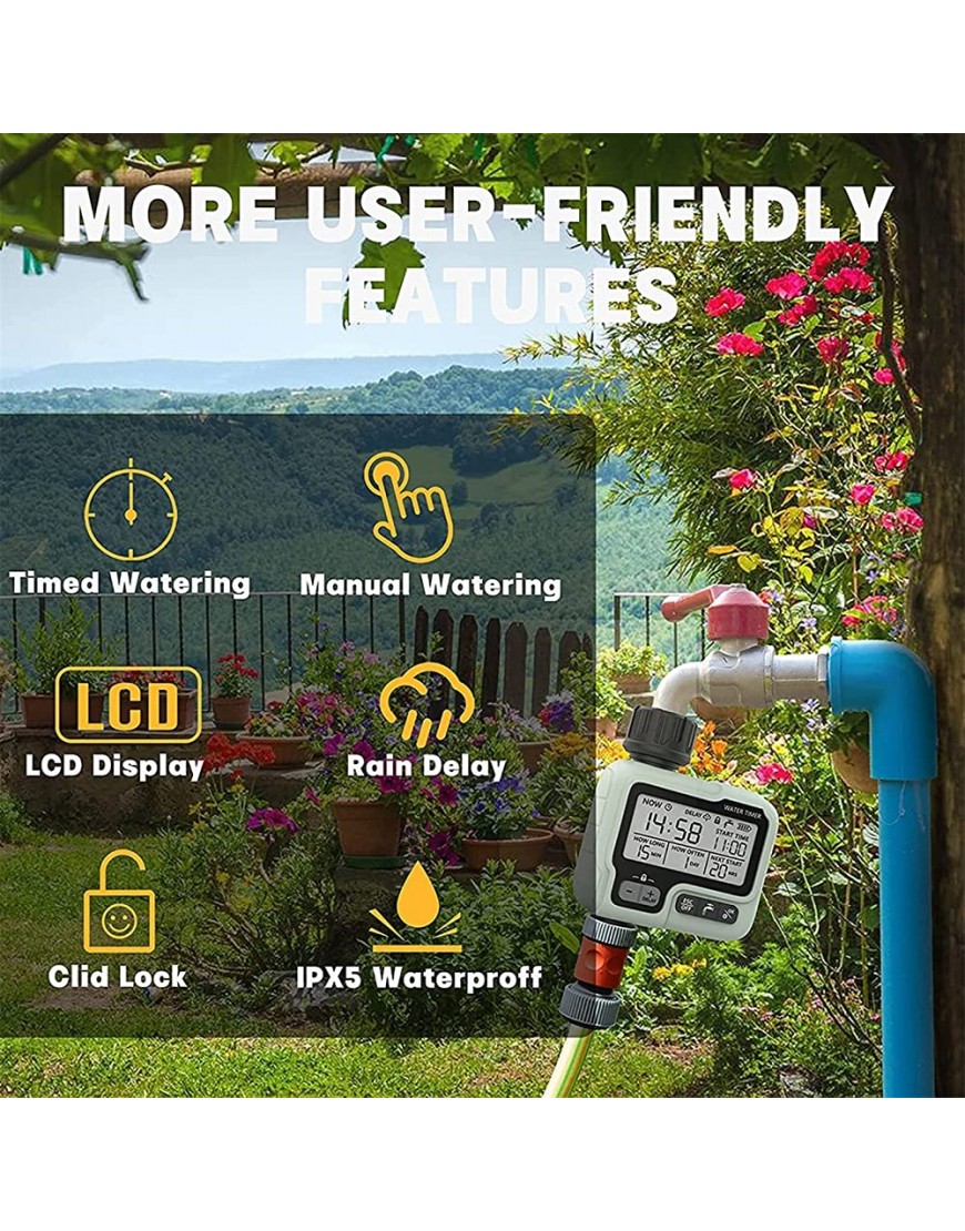 IAKAEUI Bewässerungstimer Automatisch Digital Bewässerungsuhr Bewässerung Uhr Timer Garten Wasseruhr Wasserzeitschaltuhr - BEKLFDNB