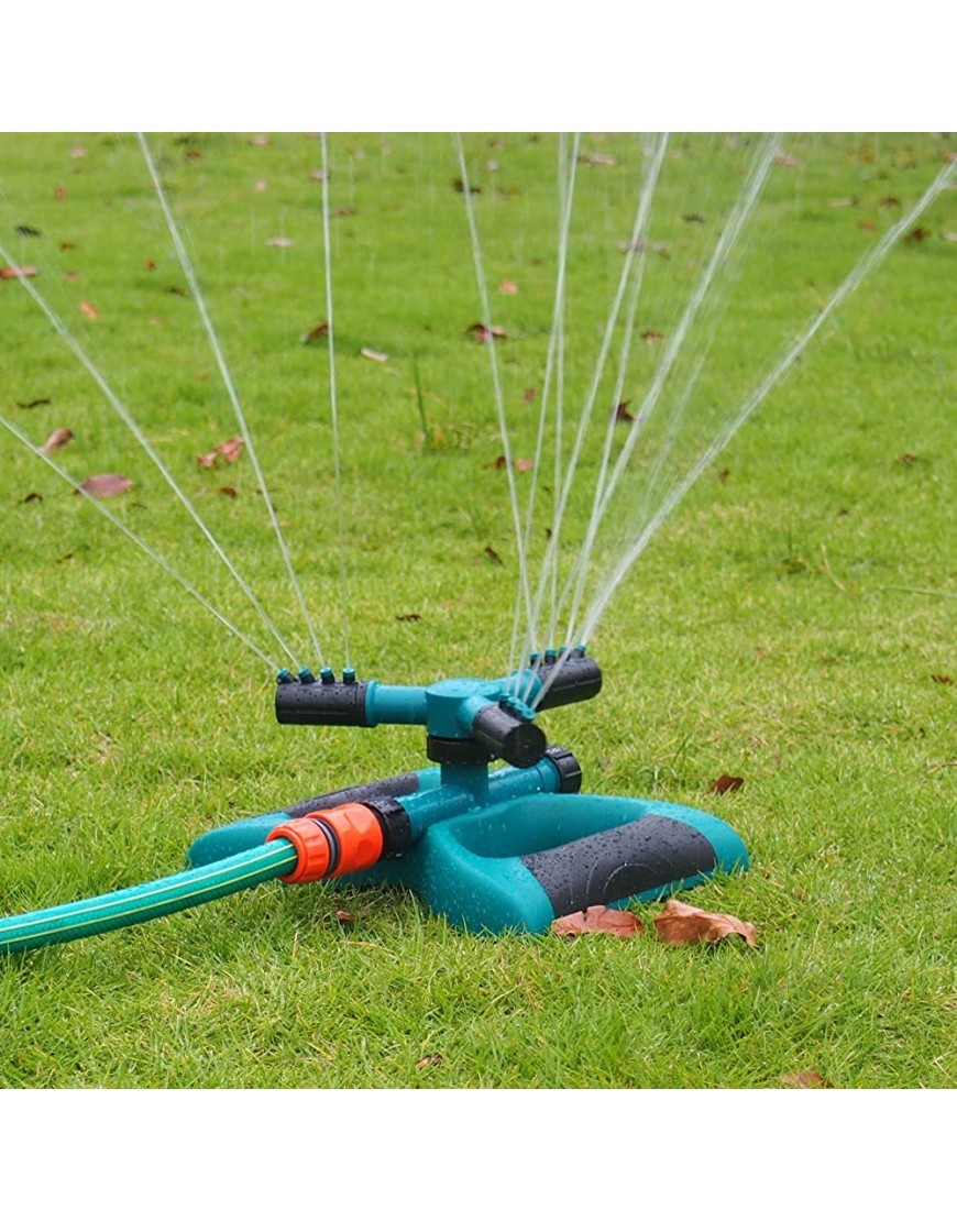 Lemcrvas Rasensprenger Automatische Bewässerung Gartensprenger 360°Rotierende 3- Arm Schlauchsysteme für Große Flächen Sprühen Garten Rasen Pflanze Bewässerung - BZADFMA5