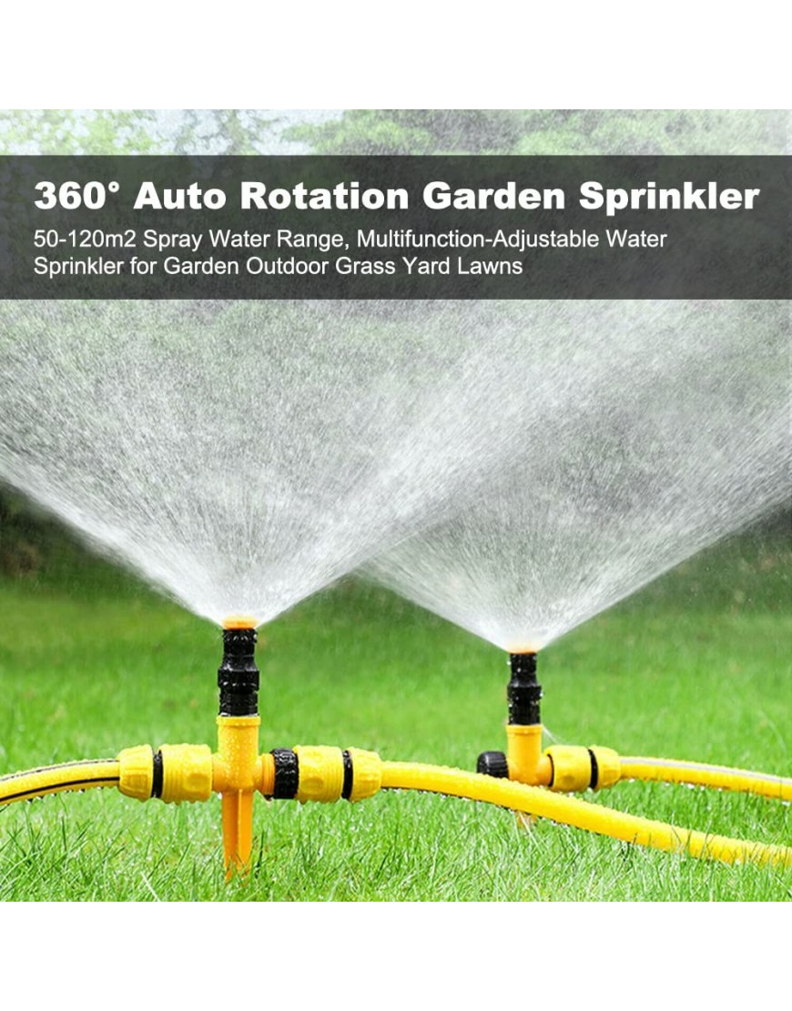 GROOFOO 3Pcs Rasensprenger 360° Automatische Bewässerung Gartensprenger Multifunktion Garten Sprinkler Für 1 2 1 4 Bewässerungsschläuche Einstellbarer Wassersprinkler für Garten Rasen Pflanzen - BOIUDQQD