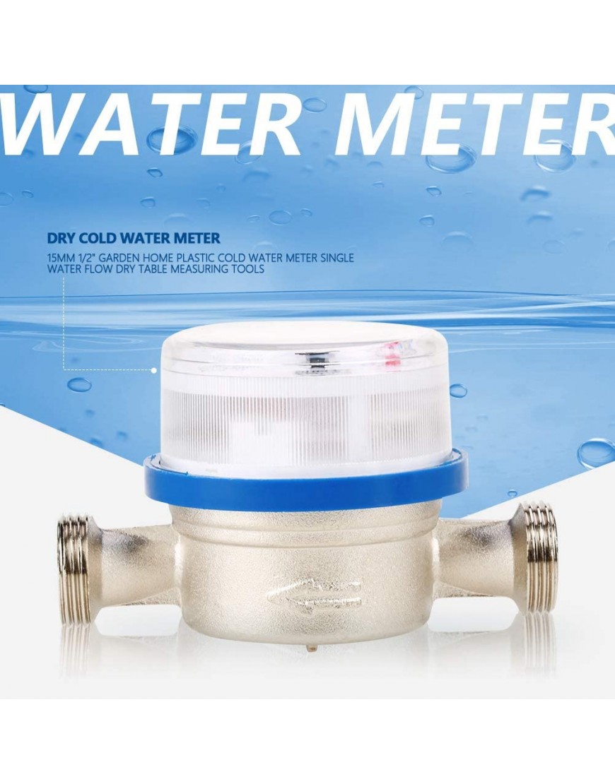 15mm 1 2 Kaltwasserzähler Wasserdurchflussmesser Wasserdurchflussmesser Trockentisch Messwerkzeuge für Garten & Heimgebrauch - BMQEG887