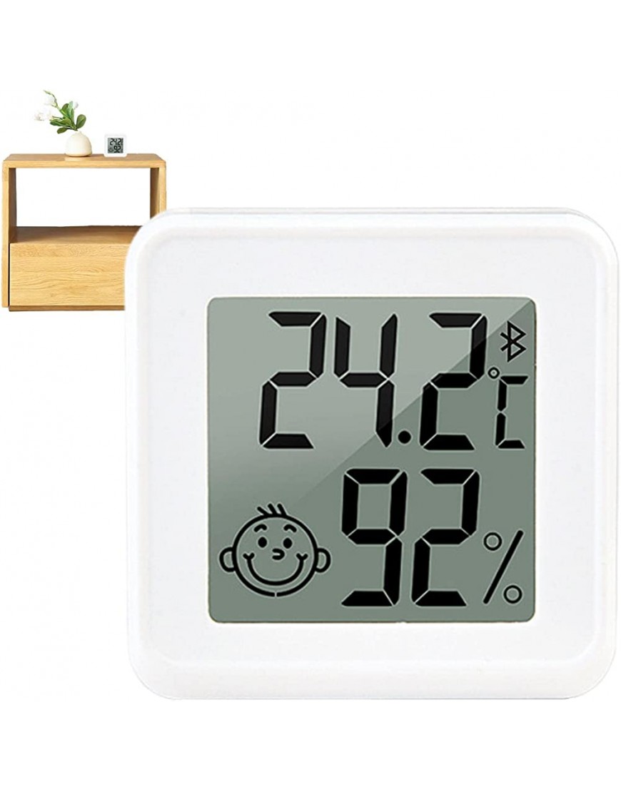 Cipliko Feuchtigkeitsmesser,LCD Display Zimmerthermometer Elektronisches Hygrometer Mini Smile intelligente App-Steuerung geeignet für Wohnzimmer Büro Kinderzimmer - BRIWLNA8