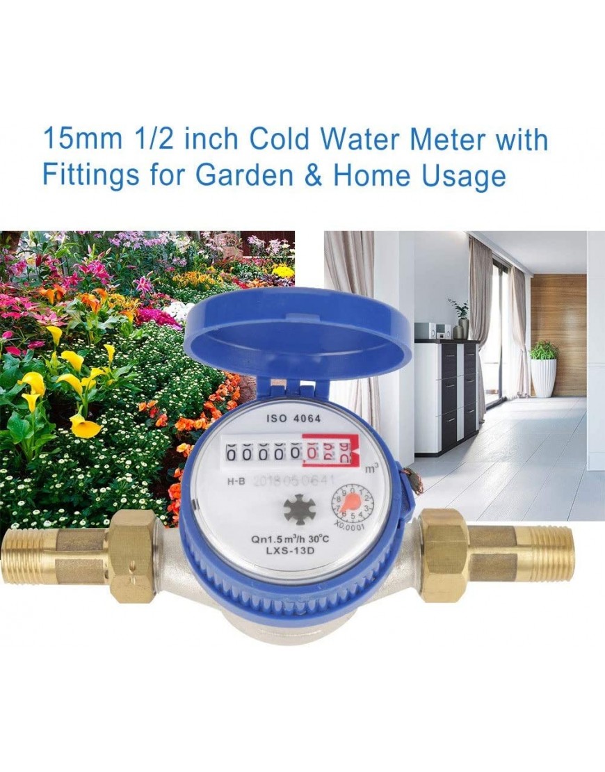 Eastbuy Wasserzähler 1 2 Zoll Kaltwasserzähler mit Armaturen for Garten Heim Verbrauch 15mm - BFVHC13K