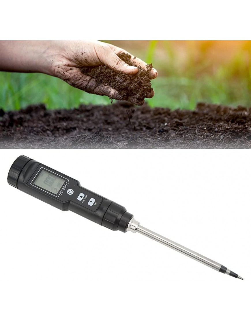 Emoshayoga Bodenmessgerät Warnung bei schwacher Batterie IP67 Wasserdichtes hochpräzises austauschbares Elektroden-Digital-EC-Temperaturmessgerät für den Garten - BPTPTVE1