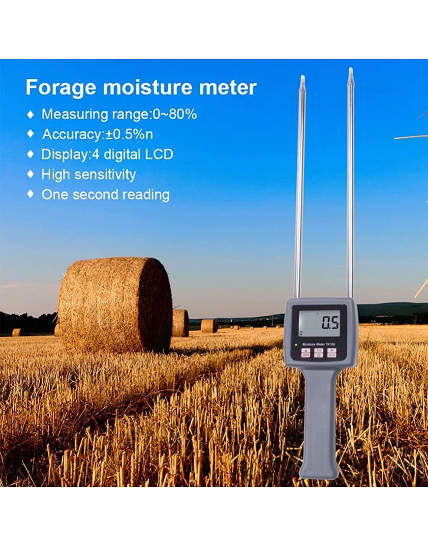 Feuchtigkeitsmesser tragbarer digitaler Feuchtigkeitsmesser Tabak-Feuchtigkeitsmesser-Tester multifunktionales Feuchtigkeitsmessgerät für Getreide Stroh Heu Weizen Reis Kohle - BMBLC37J