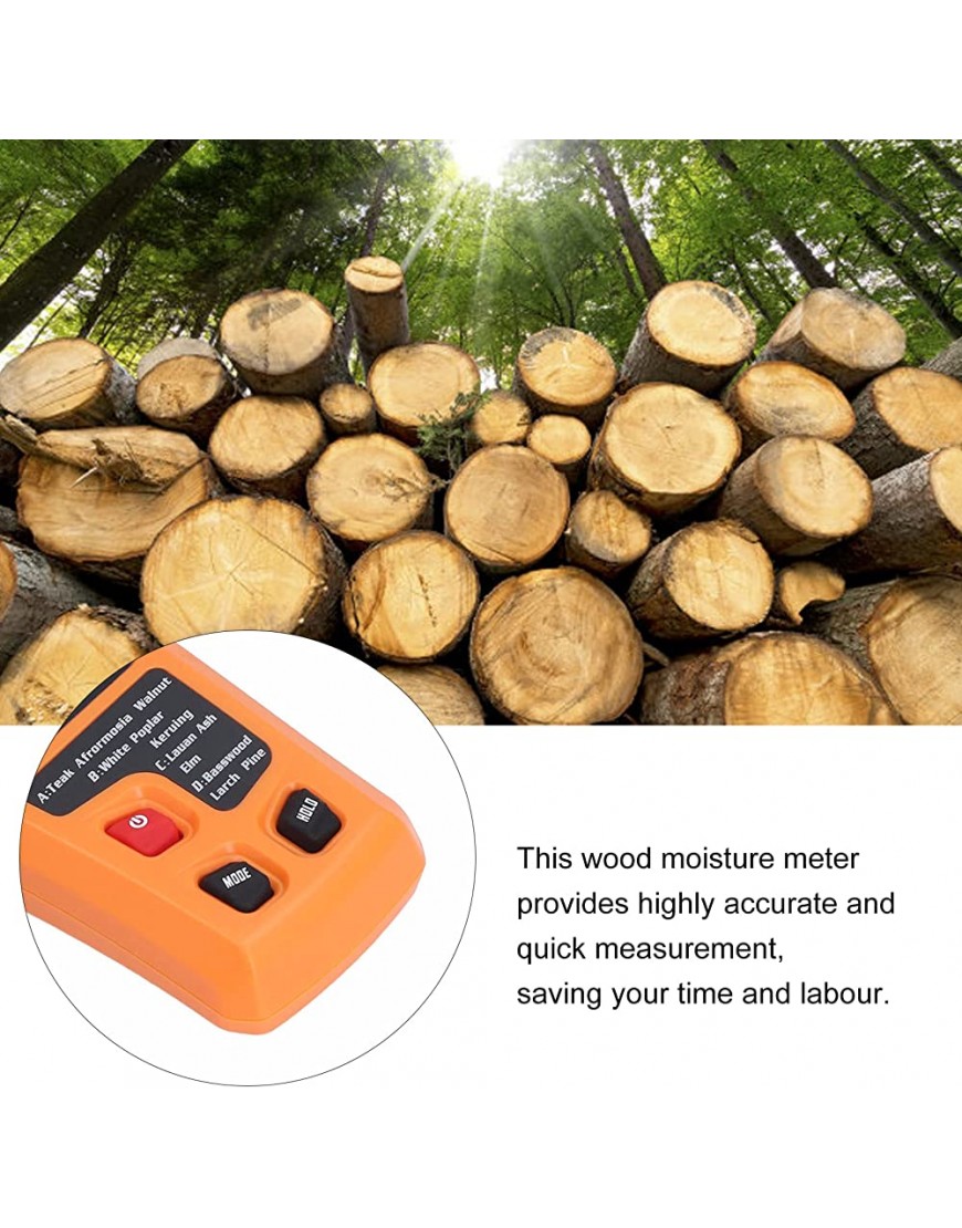 Holzfeuchtemesser Hohe Genauigkeit 4 Modi Orange Feuchtigkeitsdetektor für Medizinische Baumaterialien Papierkartons Holz Baumaterialien - BSQDRK9H