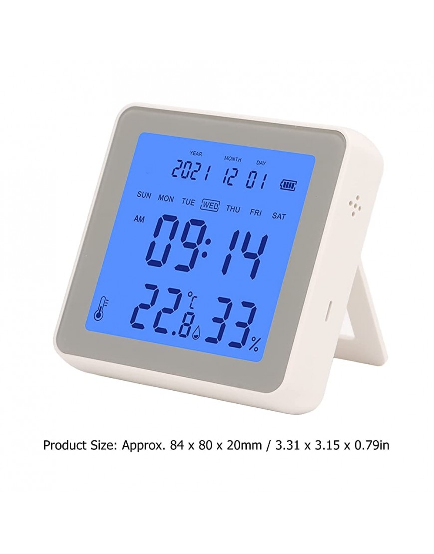 Intelligenter Temperatur Feuchtigkeitssensor Intelligenter Digitaler Hygrometer Thermometer Monitor für Schlafzimmerhotels 3,2 Zoll LCD Bildschirm Geringer StromverbrauchZigbee-Version - BVFML47M