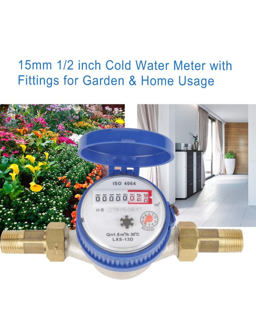 Kaltwasserzähler 15 mm 1 2 Zoll kleiner Kaltwasserzähler mit Anschlüssen für Garten und Hausgebrauch. - BPEXHH2V