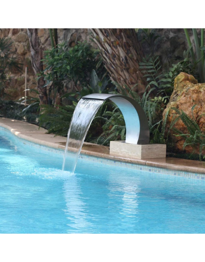 Cascades Edelstahl-Poolbrunnen für einen Garten im Freien mit farbenfrohen Lichteffekten - BQTTXQ88