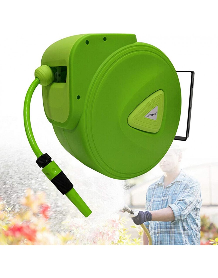 HENGMEI Schlauchtrommel Mobile mit 30 m + 2m Schlauch Schlauchaufroller Automatischer Schlauchbox 180°schwenkbar für Bewässerung Autowäsche - BHLHIN7W