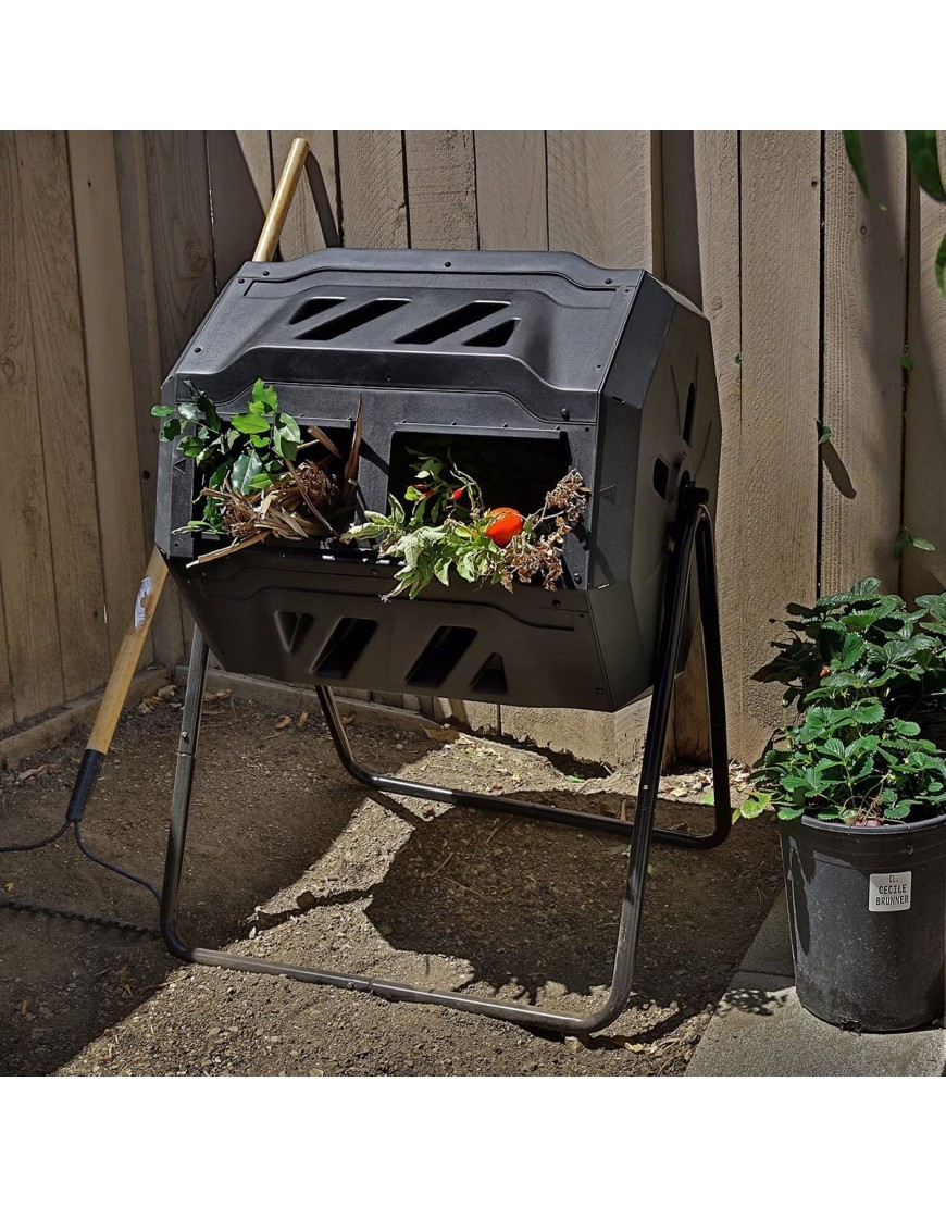 Barton Kompostierbehälter für den Garten leicht drehbares System 100 l Schwarz 95128 - BBGRKVHK