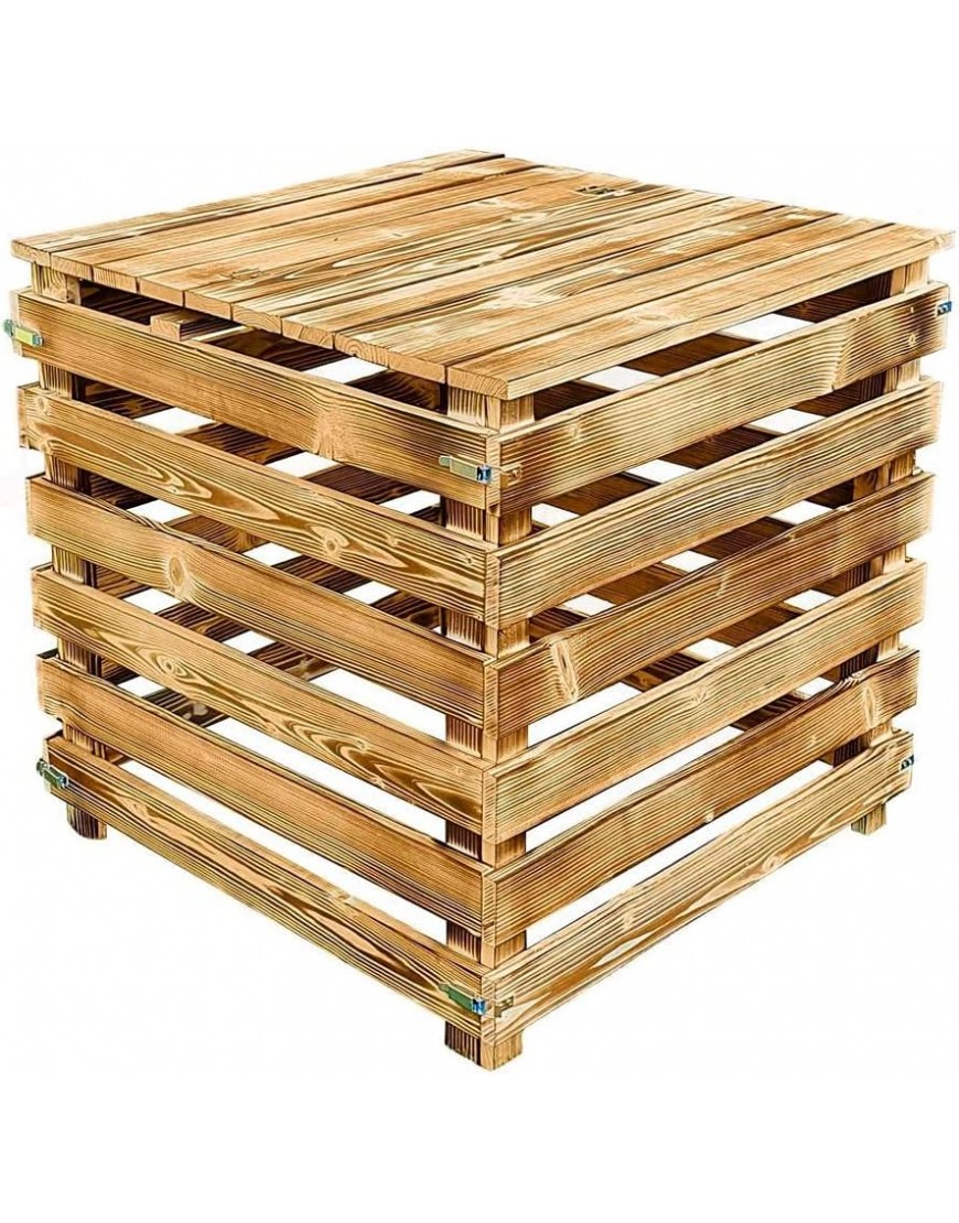 Holz KOMPOSTER mit Deckel 510 L Kompostbehälter mit aufklappbaren Wänden aus GEFLAMMT Holz Garten Holzkomposter Bio kompost Holzkomposter Kompostsilo Gartenkomposter - BICYA83H