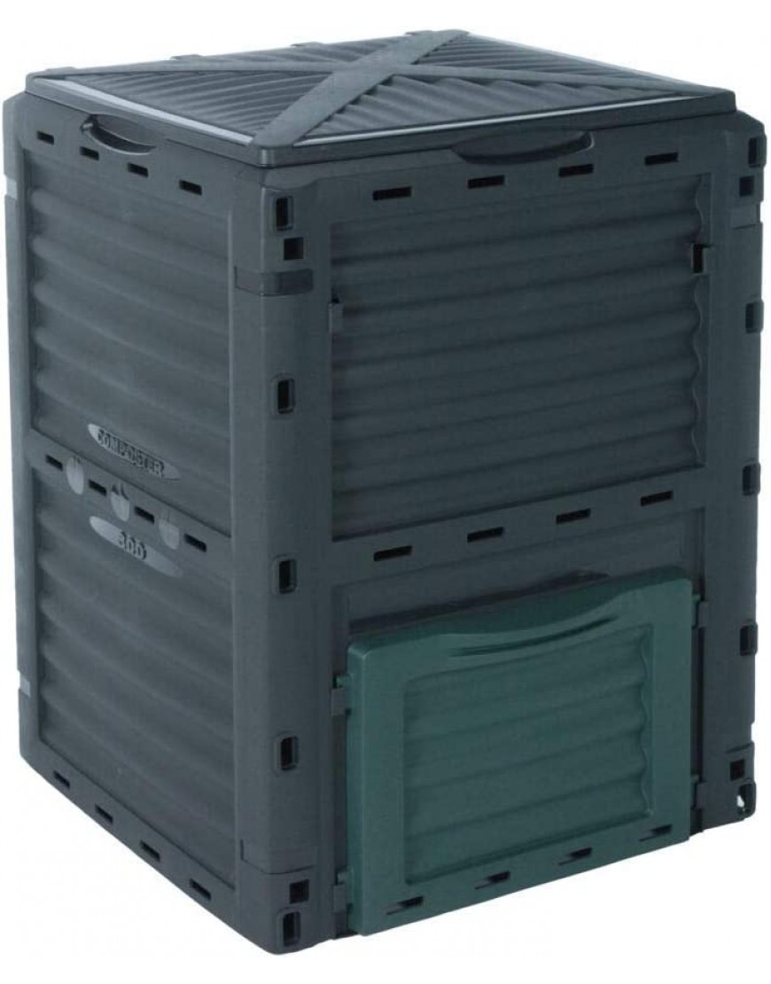 Kunststoff Kompost Behälter 300 Liter schwarz 83x61x61 cm Garten Kompostierer Thermo Komposter wetterfest - BYETZVQQ