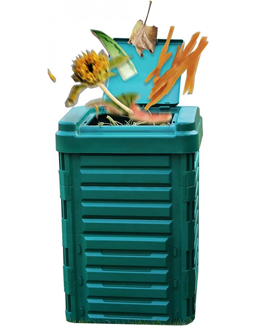 LVLONG Komposter Grüner Extra Großer Kompostbehälter 336 L 89 Gallonen UV-beständiges Polypropylen-Kompostfass für Den Außenbereich Strapazierfähig für Garten Hinterhofhaus - BSJLY8KV