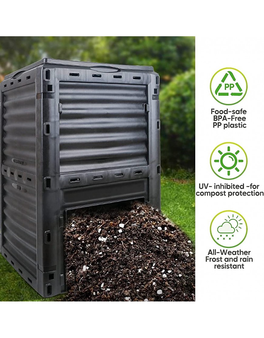 SKGFKYRM Komposthaufen im Freien Plastik Hohe Kapazität für Küchen-Und Gartenabfälle Garten Kompost Interne Belüftung Komposttonne - BOOAJ98A