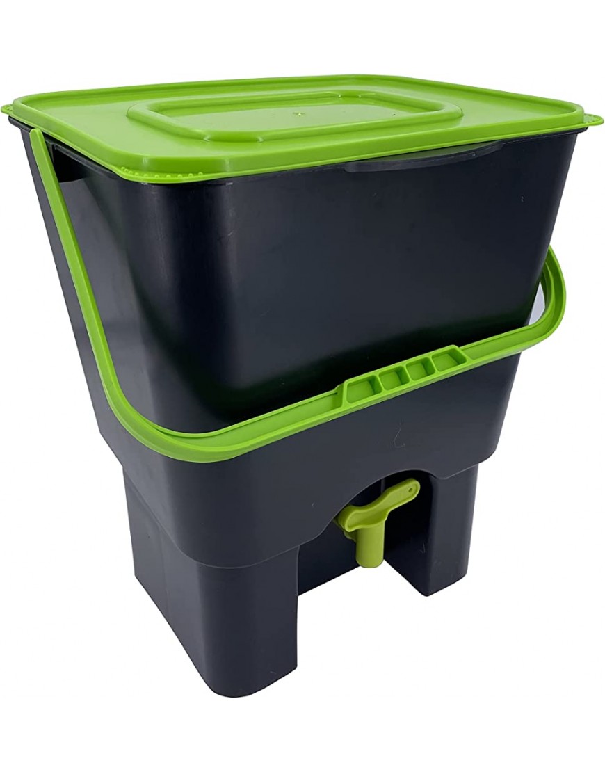 WormBox ﻿ 2er-Pack Bokashi Confort 18 Liter,hochwertiger organischer Komposter mit Kompaktor und 3kg Gärungsaktivator | Komplettes Set - BUOANQKE