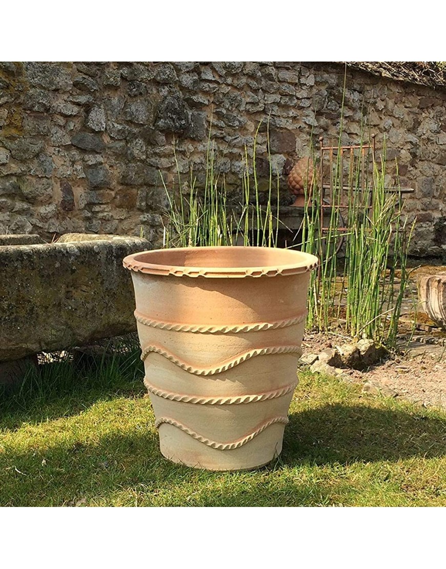 Palatina-Keramik | großer hoher Blumentopf 50cm aus Terracotta frostfester Pflanzkübel Übertopf aus Kreta zum Bepflanzen Garten Terasse Acanthus - BSABA4NN