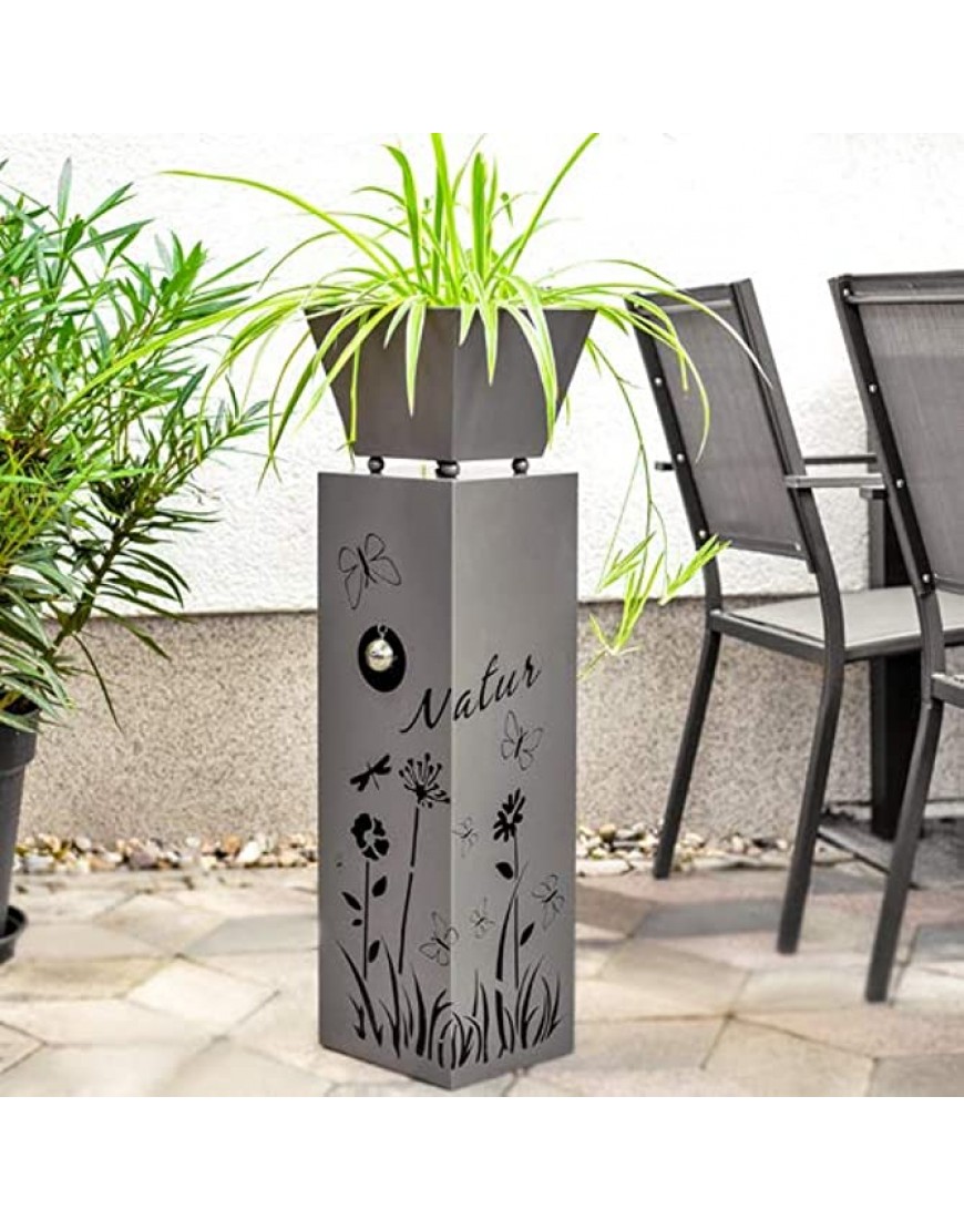 Pflanzsäule aus Stahl dunkelgrau Pulver lackiert Pflanztopf Übertopf Pflanzgefäß Garten Balkon Dekoration - BNIGI5D5