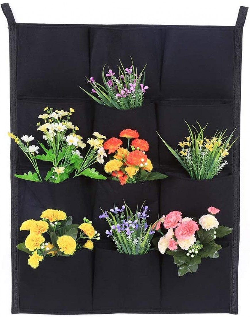 Kuuleyn Wand-Pflanzgefäße für Zimmerpflanzen vertikaler Garten-Pflanzgefäß vertikaler Filz-Gartenpflanzen-Wachstumsbehälter Wandbehang-Pflanzgefäß12 Pocket-78 * 60 cm - BRNBZ8JE