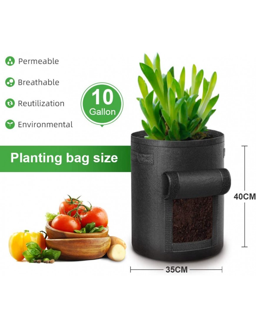 Potato Grow Bag 5-Pack 10 Gallonen Vegetable Grow Plant Bags mit Sichtfenster und Griffen für Gemüse Obst Blumen Kartoffel Schwarz - BWMLLH3A