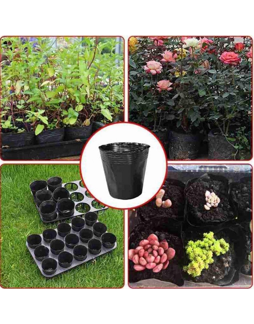 Wokii 50 Stück schwarze Sämling-Nährstoffschalen Kunststoff Obst DIY Gemüsebeutel Ernährungsbedarf W2Q4 Blumen Garten Zuhause Pflanze - BHITIMQ4