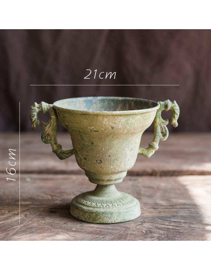 DZX Antiker römischer Stil Metall Distressed Vase Urne Kleiner Pflanzer Chic Garten C + Höhe23cm ，Gartendekoration Außenzaun - BZCQRH97