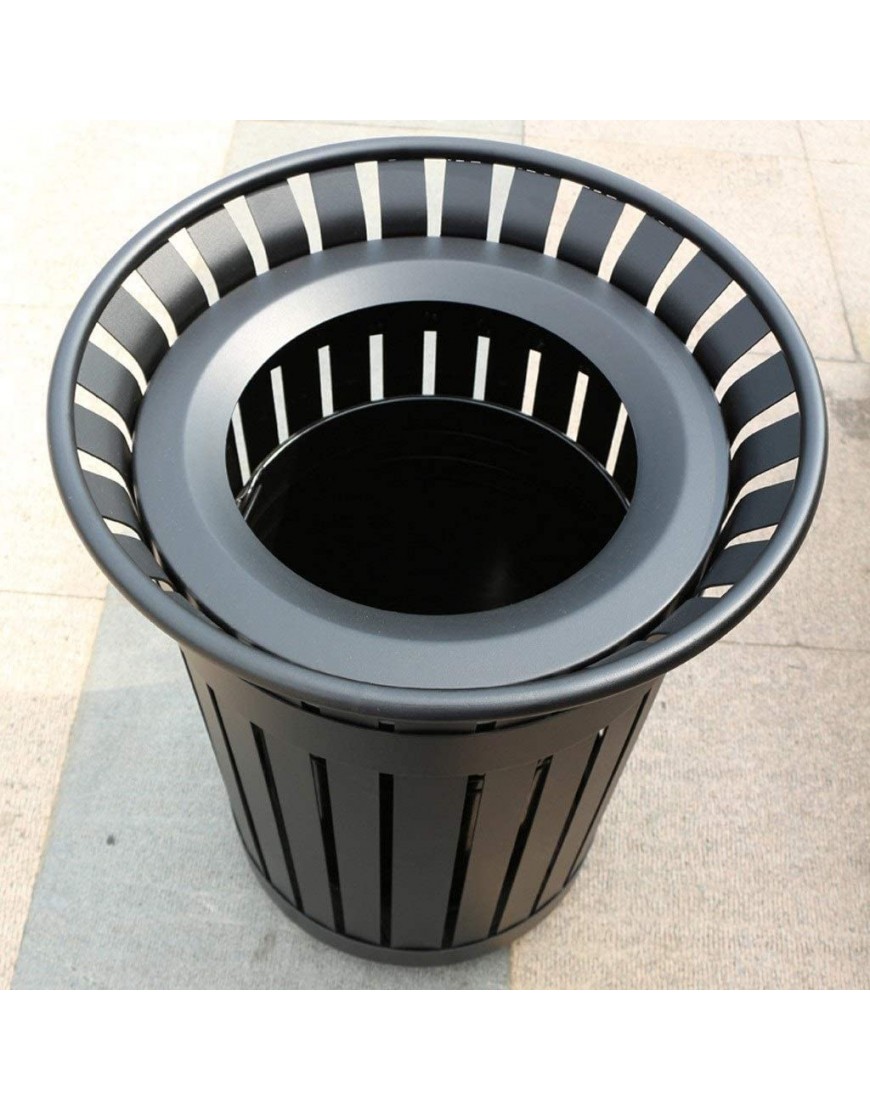 JIAQUAN-SHOP Mülleimer im Freien 60 Liter Outdoor Metalllamellen-Mülleimer Creative Outdoor Trash Schwarz Großer Müllbehälter Terrasse Garten - BHBIQ5AH