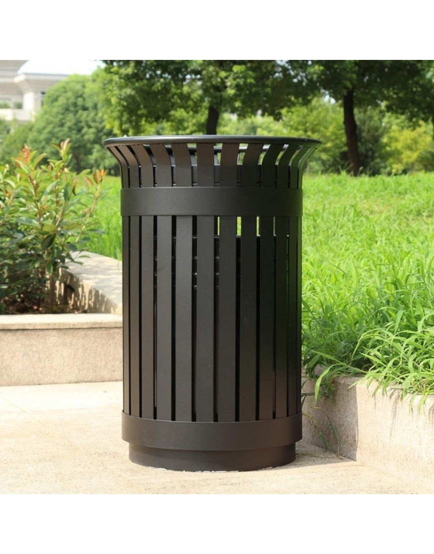JIAQUAN-SHOP Mülleimer im Freien 60 Liter Outdoor Metalllamellen-Mülleimer Creative Outdoor Trash Schwarz Großer Müllbehälter Terrasse Garten - BHBIQ5AH