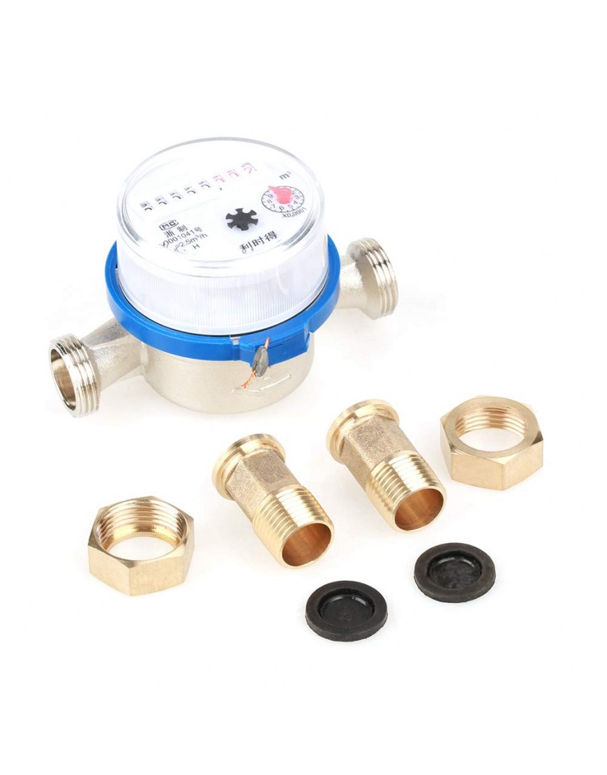 15 mm 1 2 Zoll Single-Flows-Trocken-Kaltwasserzähler Wasserdurchflussmesser-Messwerkzeug geeignet für Haus und Garten - BUWKZ55A