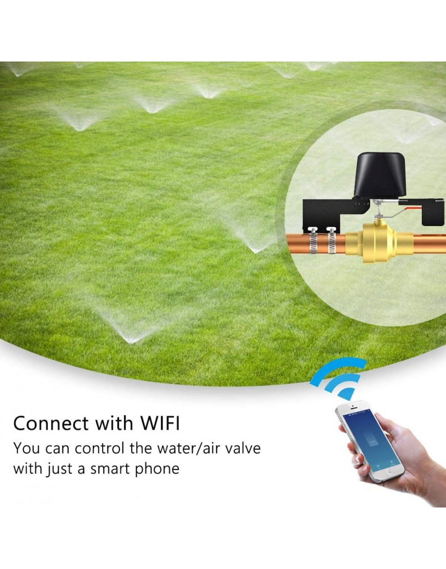 Intelligentes Wasser- Gasventil Bluetooth Sprache WLAN-Steuerung Wasserabsperrventil kabellos Smart-Ventil kompatibel mit Alexa und Google für Küche Garten Bauernhof EU - BUKYKW8W