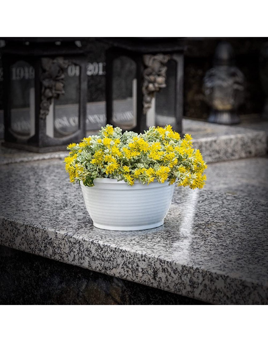 KADAX Schale aus Kunststoff runde Blumenschale wetterfester Pflanzkübel für Außen Grabschale leichte Kugelschale für Blumen Pflanzschale ⌀ 20 cm weiß - BGYXUMAD