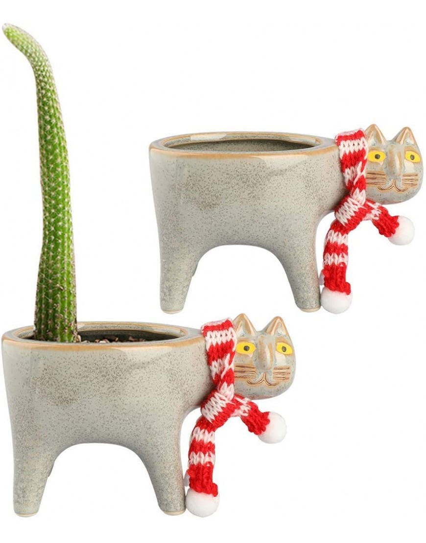 Katzen-Blumentopf Keramik-Pflanzgefäß Saftiger Topf In Tierform Kleiner Blumentopf-Behälter Grüner Garten Zu Hause Dekorativ-A - BJFOUMQ4