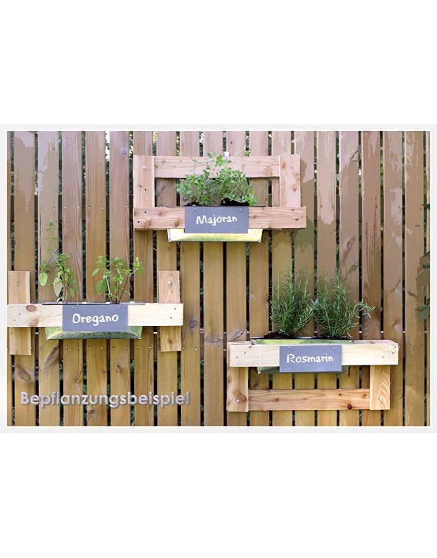 Spetebo Holz Pflanzregal mit Zink Blumen Kasten 60 cm 3er Set Garten Wandregale in Euro Paletten Optik - BXLIH28W