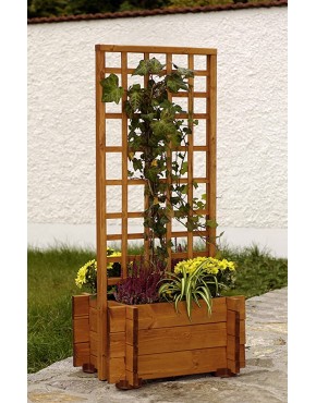 GASPO Blumenkasten mit Rankhilfe "Hofgarten" | aus massivem Kieferholz | H 122 x L 55 x B 47 cm | Qualität made in Austria |einfaches Stecksystem - BIIUQK1D