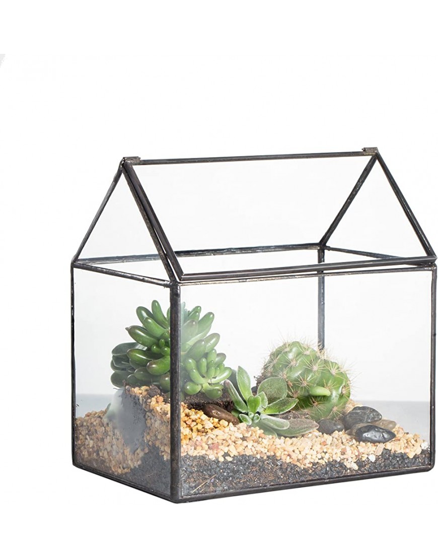 NCYP 15,5x11x16 cm Klein Geometrisches Terrarium Haus-Form Glas schließbar Gewächshäuschen für Sukkulenten  Moos  Farn mit Klappdeckel ohne Pflanzen - BECTLK7H
