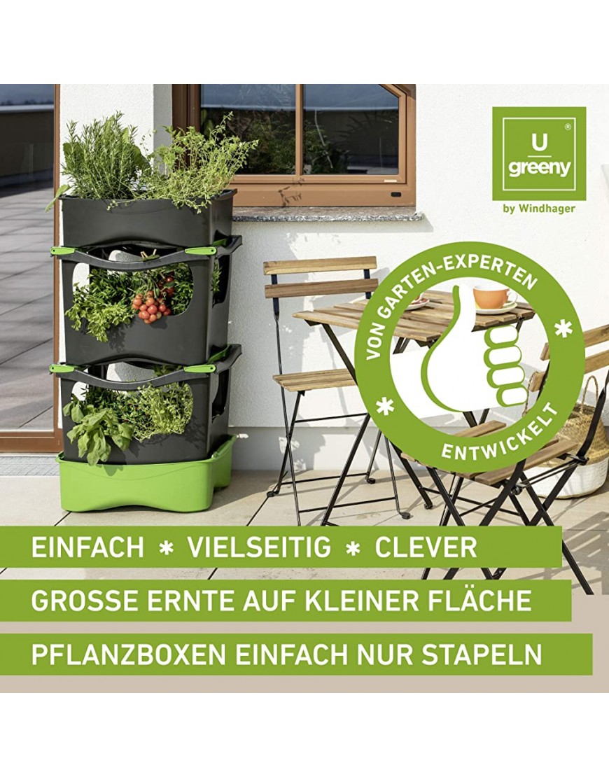 U-greeny Pflanzbox Hochbeet Gemüsebeet Anzuchttopf Pflanzregal für Balkon Garten und Terrasse integriertes Wasserablaufsystem wetterfest Grün - BYPMR39Q