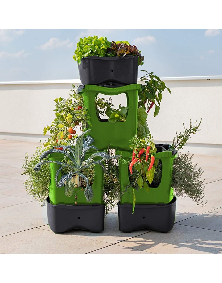 U-greeny Pflanzbox Hochbeet Gemüsebeet Anzuchttopf Pflanzregal für Balkon Garten und Terrasse integriertes Wasserablaufsystem wetterfest Grün - BYPMR39Q