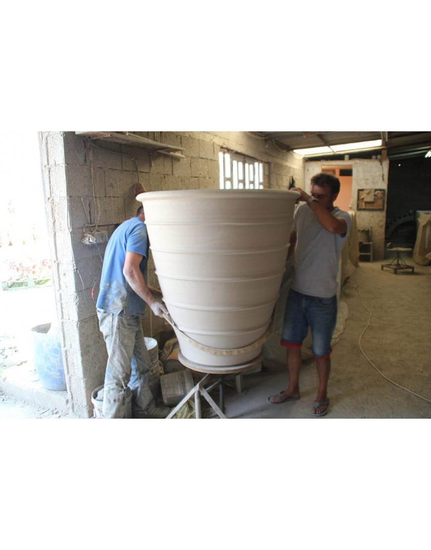 Palatina Keramik großes handgefertiges Terracotta Pflanzgefäß Blumentopf | frostfest | Pflanzkübel für den Garten Balkon oder Terrasse Yucca 50cm - BIRUXK9W
