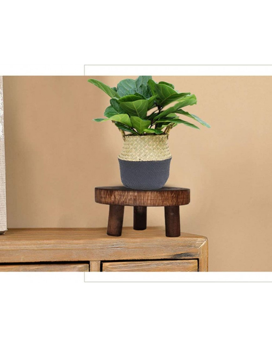 ASSR Mini-Holzhocker Ständer runder Holzhocker Pflanzenständer mit 4 Beinen Vintage-Holzmaserung Garten-Blumentopf-Erhöhung moderner Blumenständer für drinnen und draußen Heim-Gartendekoration - BOWTQ82N