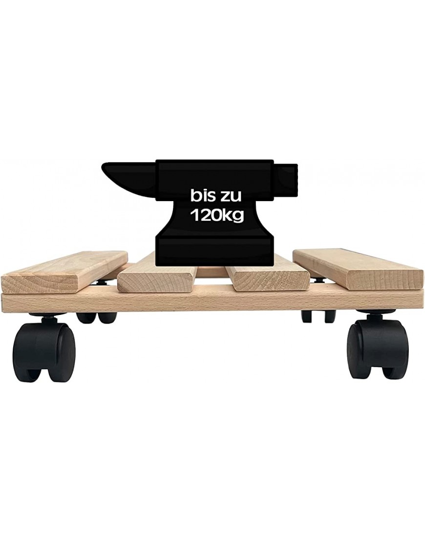 4x Rolluntersetzer eckig Pflanzroller 30x30 cm max. 120 kg Traglast aus Buchenholz Stabil & robust Für Pflanztöpfe Möbel & schwere Gegenstände - BGWBDWJB