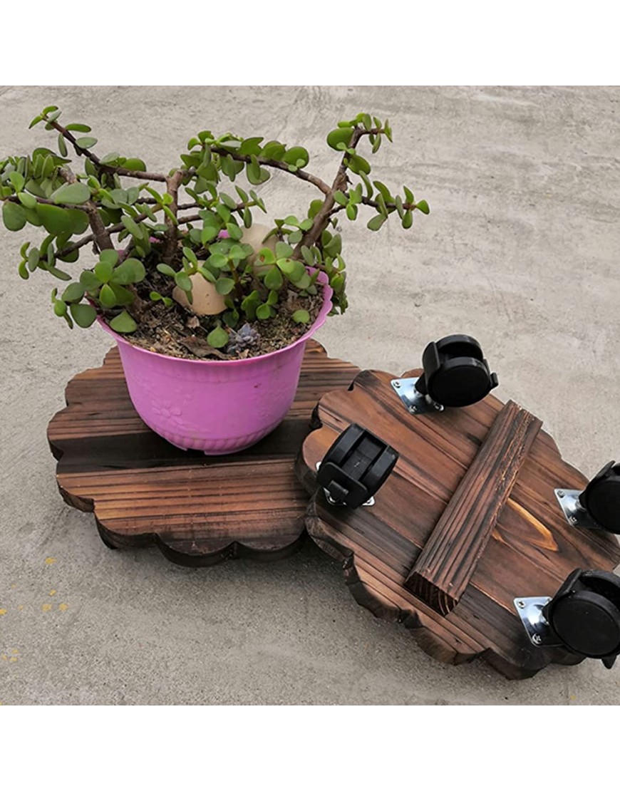 Pumpumly Pflanzwagen – Naturholz-Pflanzentopfwagen mit 4 Rollen quadratischer rollbarer Pflanzenständer rund beweglicher Pflanztopf für drinnen und draußen Zuhause Garten - BCQIT35M