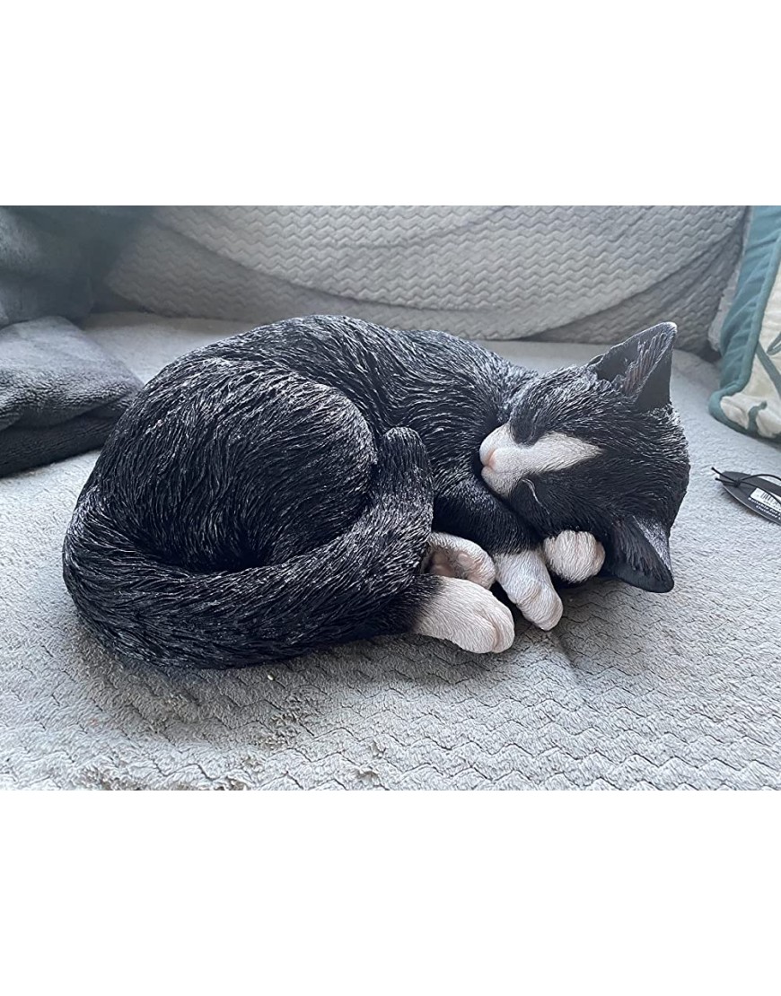 Vivid Arts Dekofigur Schlafende Katze lebensecht Gr. B Schwarz   Weiß - BLBQMA51