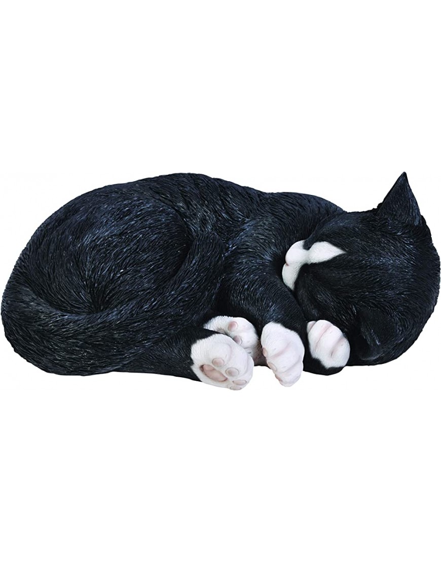 Vivid Arts Dekofigur Schlafende Katze lebensecht Gr. B Schwarz   Weiß - BLBQMA51