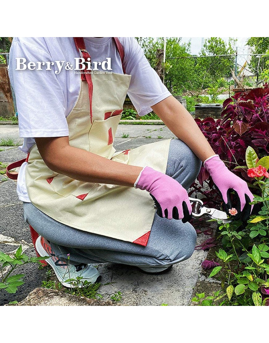 Berry&Bird Garten Schürze mit Taschen Verstellbarer Lederriemen Haltbare Schutzausrüstung Wasserdicht Frauen und Männer Heavy Duty in Küche Kochen Outdoor Gartenarbeit - BQBEHK2N