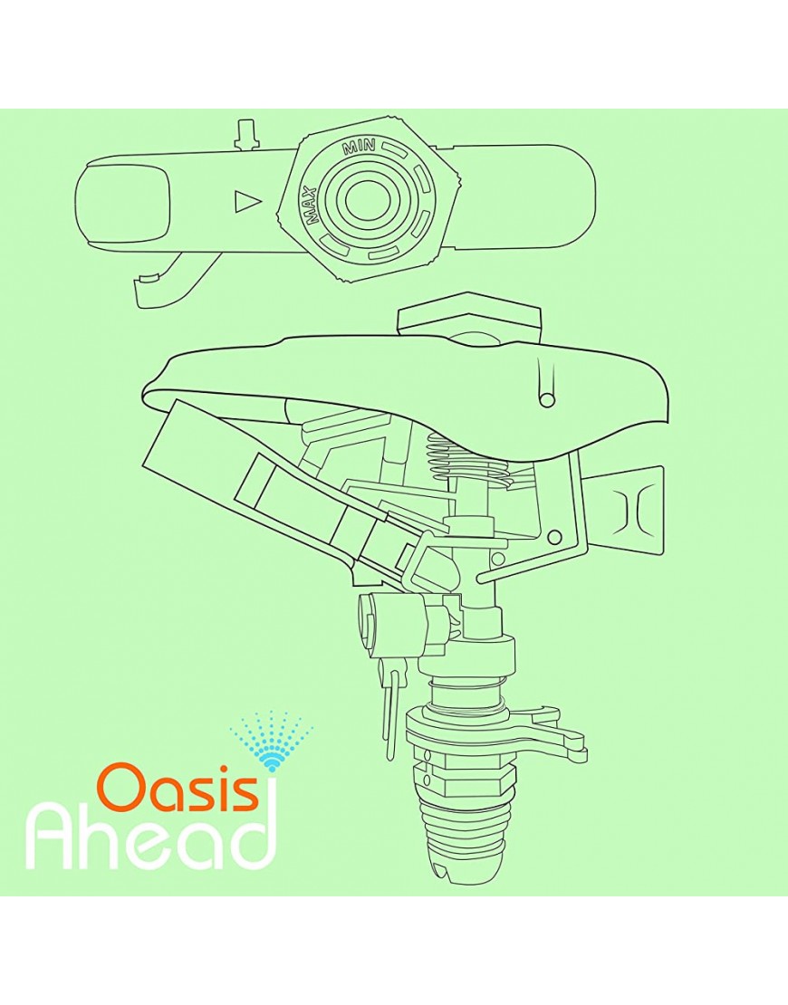 Oasis Ahead pulsierender Sprinklerkopf aus Plastik mit hoher Reichweite Q-250 mit 1,27 cm-Gewinde 0,5-Zoll-Gewinde für eine Bewässerung Ihres Gartens mit bis zu 360° - BNING675